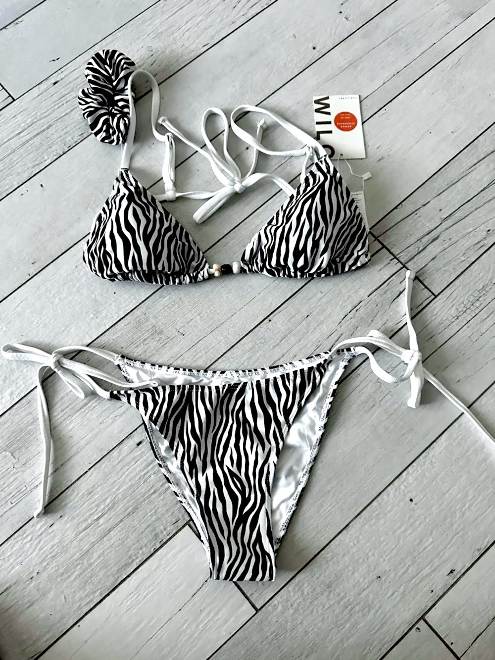 WIL White & Black Zebra Triangle Bikini Set